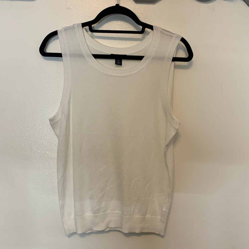 MP Halogen White Knit Crew Neck Tank